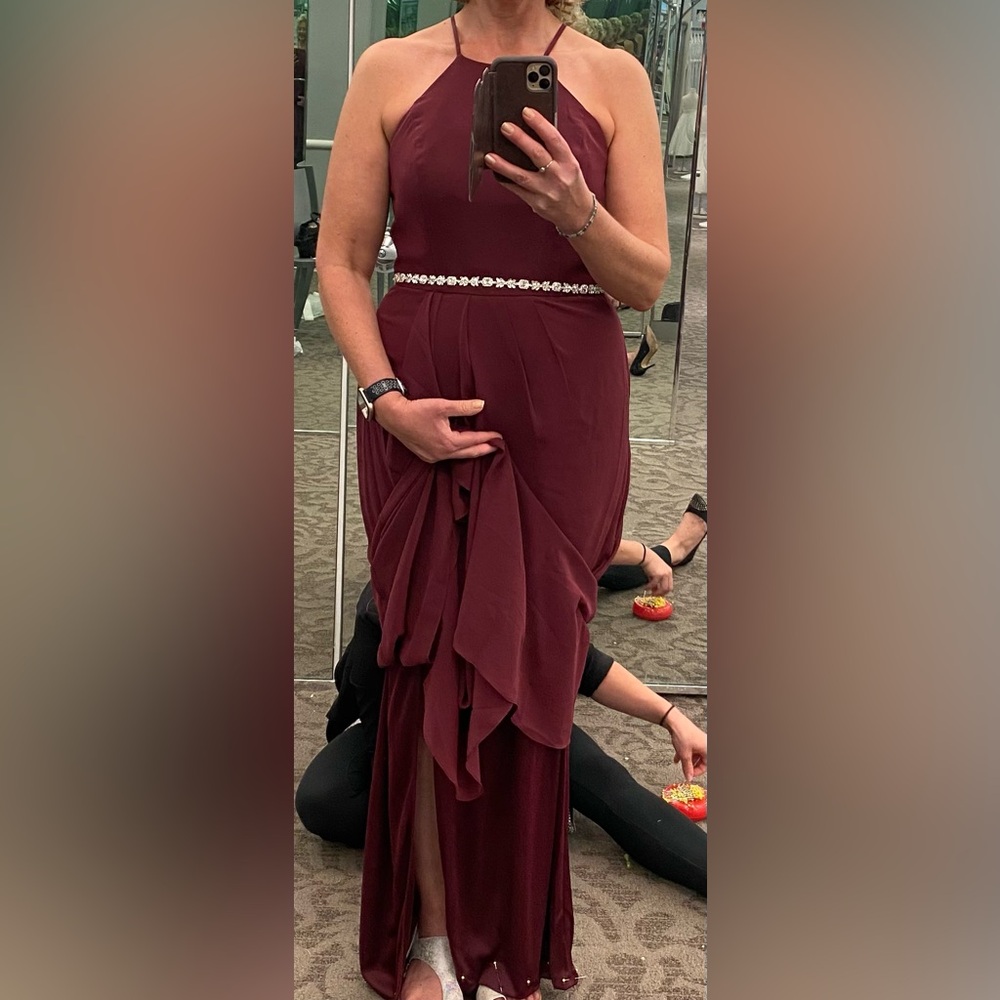 Elegant Burgandy Halter Dress